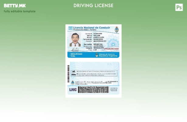 Шаблон за возачка дозвола од Аргентина во модерен стил